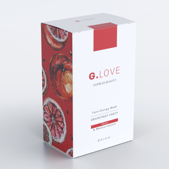 Маска для лица тонизирующая "Grapefruit Party" G.Love, по саше 6 мл / коробка 8 саше